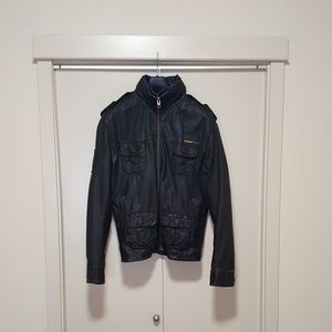 Distressed leather jacket